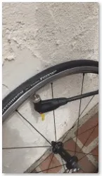 Pumping up the tire shows air escaping