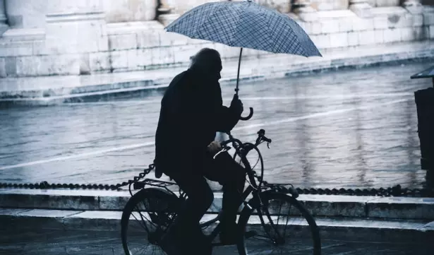 rainy biking