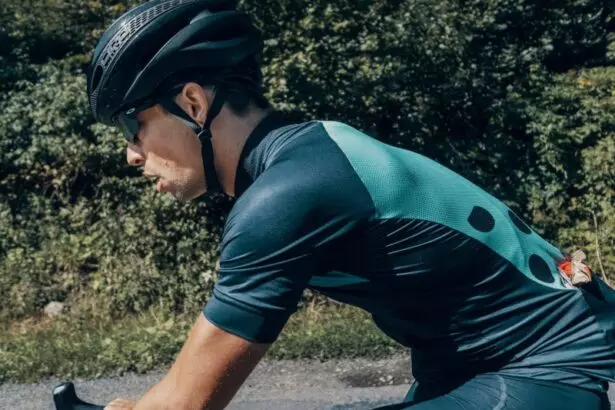 biker wearing rapha